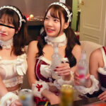 紅白の可愛いサンタコスを纏った美女たちと乱交SEX!抜群のプロポーションに度肝を抜かされた男たちはフル勃起!まさに性なる夜といわんばかりのクリスマスナイトに発展!【ことね/まいな/えみ/ななみ】Verえみ&ななみ - 1